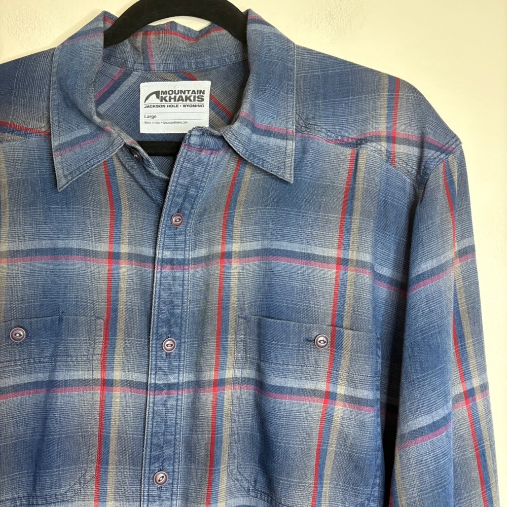 Mountain Khakis Men's‎ Large Blue Plaid Long Sleeve Button Down Shirt